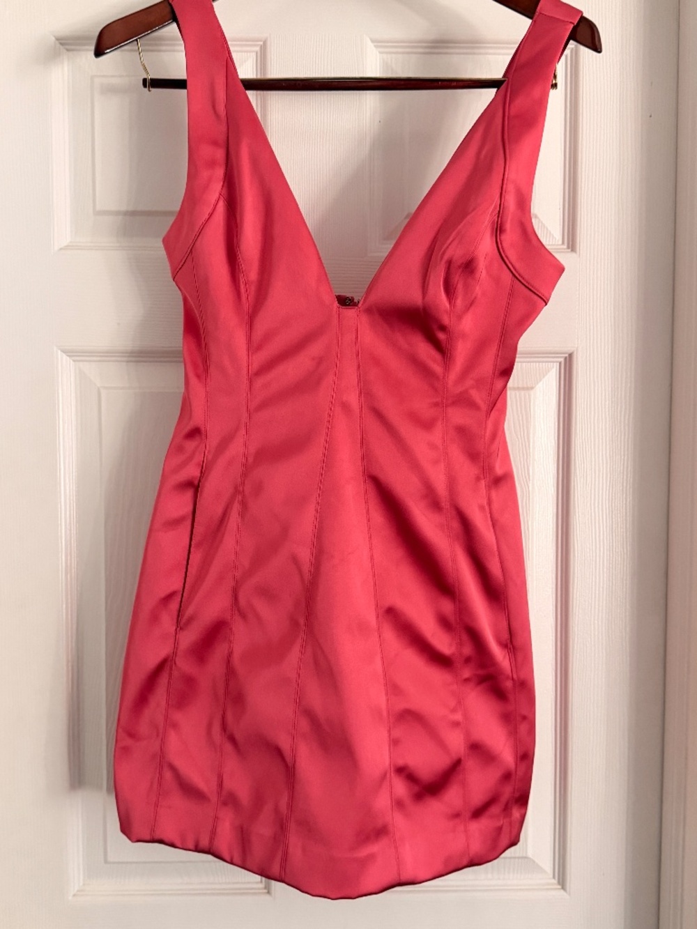 Anthropologie Sleeveless Plunge Satin Mini Dress Sz 4 Rose